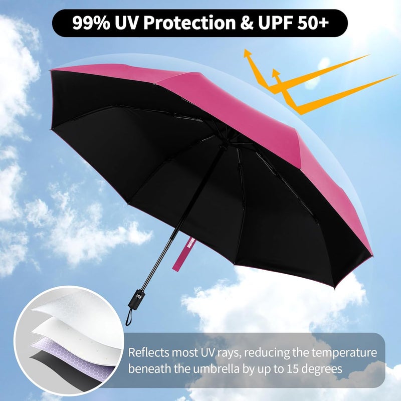 Yoobure Windproof Travel Umbrella - Automatic Umbrellas for Rain, Compact Folding Umbrella with UV Protection, Lightweight Portable Design for Backpack/Walking/Car, Sun & Storm Ready - Image 5